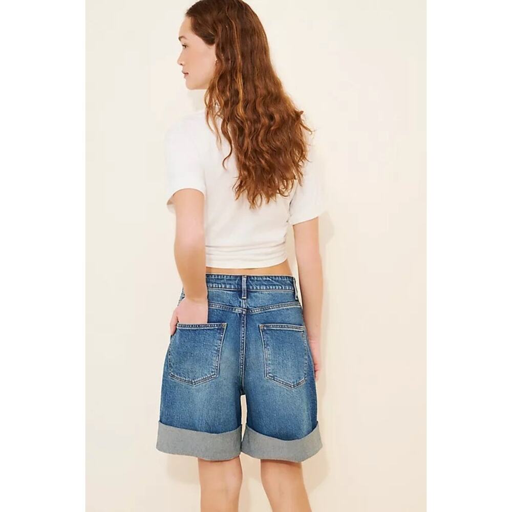 ANTHROPOLOGIE PILCRO The Austyn High-Rise Cuffed Jean Shorts Medium Wash Size 26 - Picture 2 of 8